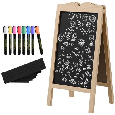 Tabla magnetica cu stergere uscata, afisaj restaurant, neagra, 8 markere, 6 sabloane, 51x42x101 cm foto