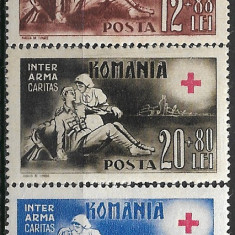 C2640 - Romania 1943 - Crucea Rosie 3v.neuzat,perfecta stare