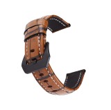 Curea din piele naturala, compatibila Huawei Watch GT 7 46mm, telescoape normale, 22mm, Maro/Negru
