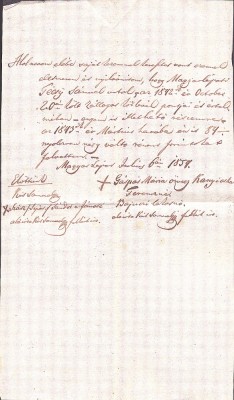 A3751N Zălogire de păm&amp;acirc;nt pentru un &amp;icirc;mprumut de bani, 1854, T&amp;acirc;rgu Lăpuș, limba maghiară, h&amp;acirc;rtie cu filigran No 3 1840 foto