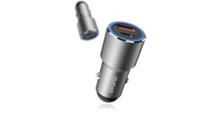&Icirc;ncărcător auto Dudao USB / USB Tip C Livrare putere &Icirc;ncărcare rapidă 22,5 W gri (R4PQ)