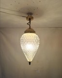 Lustra Art Deco, Mid-Century stil Limburg, sticlă ananas alamă vintage