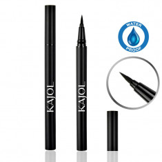 Eyeliner waterproof & smudgeproof cu varf subtire si finish mat KAJOL Beauty™, 0.6g