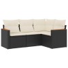 Set mobilier de gradina cu perne, 4 piese, negru, poliratan