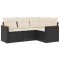 Set mobilier de gradina cu perne, 4 piese, negru, poliratan