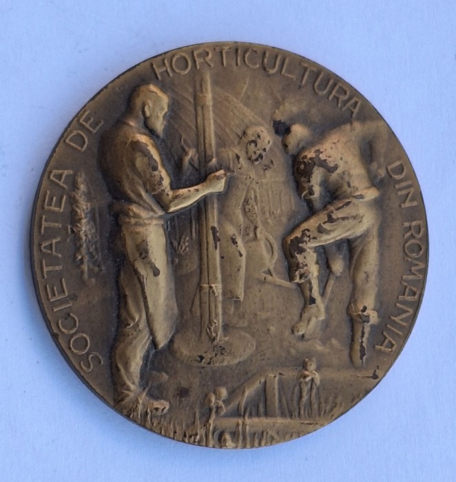 Societatea de HORTICULTURA din Romania 1930, Expozitie, medalie semnata Huguenin