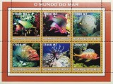 BC373, Mozambic 2002, set 2 blocuri+colita pesti, fauna marina (3 poze)