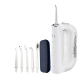 Irigator Oral Profesional pentru Dus Bucal cu 4 moduri de curatare, 5 capete, Rezervor detasabil, Rezistent la apa IPX7, Portabil, Inclus husa, Alb