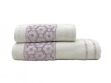 Cumpara ieftin Set 2 Prosoape ET17028 Alb-Lila 50x100 si 70x140 cm (Bumbac 100%)