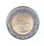 Moneda Italia 500 lire 1995, stare foarte buna, curata