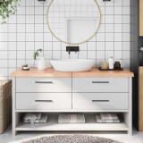 VidaXL Blat de baie, maro deschis, 160x50x(2-6) cm, lemn masiv tratat