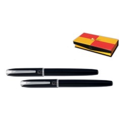 Set Pix si Stilou PICASSO, Penita Placata cu Aur 22k, cu Convertor, Corp Negru, Set Pix si Stilou, Set Pix si Stilou Picasso, Pix Placat cu Aur, Stilo foto