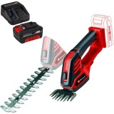 Einhell GE-CG 18/100 Li PXC + Starter Kit - Masina de tuns gard viu 20 cm + Set 1 acumulator si incarcator Li-Ion 18 V 4 Ah