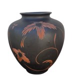 VAZA VINTAGE DIN CERAMICA, LUCRATA MANUAL, ANII 50