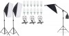 Kit de 3 softboxuri cu macara, soclu de 4 becuri, 3 trepiezi reglabili 200 cm, 12 becuri de 150W, Dactylion