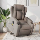 VidaXL Fotoliu electric masaj rabatabil cu ridicare, gri taupe, textil