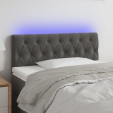 VidaXL Tăblie de pat cu LED, gri &icirc;nchis, 100x7x78/88 cm, catifea