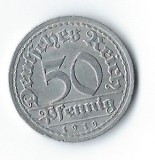 Moneda 50 pfennig 1919 G - Germania, tiraj: 660000
