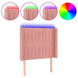 Cumpara ieftin Tablie de pat cu LED, roz, 103x16x118/128 cm, catifea