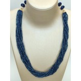 Cumpara ieftin Colier Argint 925 placat aur, Agat Albastru Safir, 9 siraguri, 52cm, Greta - Bijuterie Made in Italy