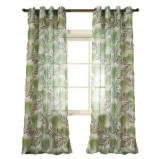 Perdea translucida, ConceptSeller, model frunze, verde, cu inele, 100% poliester, h 260 x l 140 cm, Oem