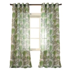Perdea translucida, model frunze, verde, cu inele, 100% poliester, h 260 x l 140 cm foto