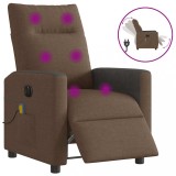 vidaXL Fotoliu electric de masaj rabatabil, maro, textil