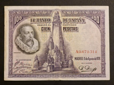 Spania 100 pesetas 1928 VF foto