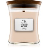 Woodwick White Honey Miel Blanc lum&acirc;nare parfumată cu fitil din lemn 275 g