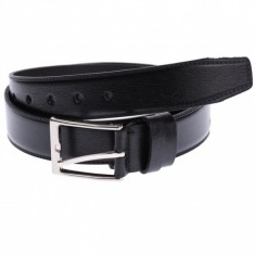 Curea barbati, casual-eleganta, din piele naturala, cusatura, negru, 3.6cm - LS102N