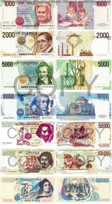 REPRODUCERE lot bancnote Italia seria 1984 foto