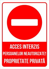 Indicator pentru acces interzis persoanelor neautorizate proprietate private foto