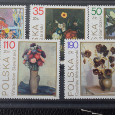 TS23 - Timbre serie Polonia - 1989 Pictura flori nestampilat **