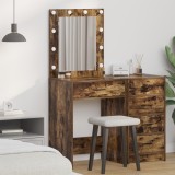 vidaXL Masa de toaletă cu lumini LED, stejar fumuriu, 50x41x135 cm