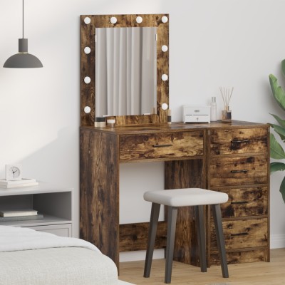 vidaXL Birou de Toaletă Stejar afumat 50 x 41 x 135 cm Lemn compozit 865041 foto