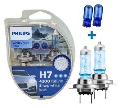 Set becuri halogen H7 + W5W 12V 55W Philips White Vision Ultra 506062 12972WVUSM foto
