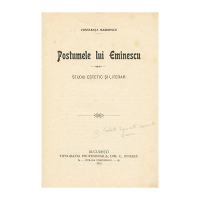 Constanța Marinescu, Postumele lui Eminescu, 1912 foto