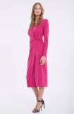 Cumpara ieftin Rochie eleganta midi fuchsia Sandy cu maneca lunga - S(36)
