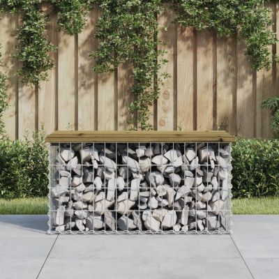 vidaXL Bancă grădină, design gabion, 83x44x42 cm, lemn pin impregnat foto