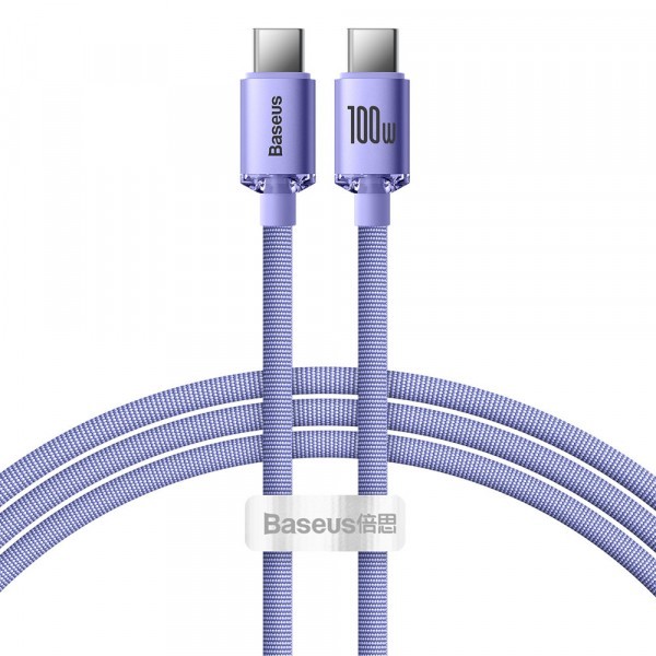 Cablu Date si Incarcare USB-C - USB-C Baseus Crystal Shine Series, 100W, 1.2m, Mov CAJY000605