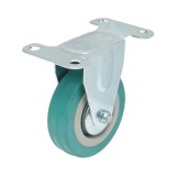 Roata fixa 75x21 mm din cauciuc plin, placa otel 100x59 mm, 45 kg