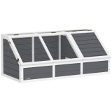 PawHut Căsuță pentru Țestoase fără Paviment cu Panel Detașabil și 2 Spații Separate, 120x55x50 cm, Gri | Aosom Romania