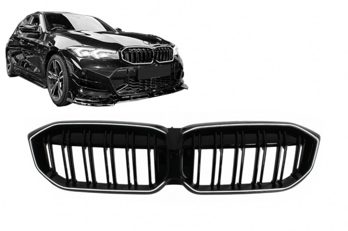Grile Centrale cu LED BMW 3 Series G20 Sedan G21 Touring (2019-2022 ) Negru Lucios luminate Performance AutoTuning