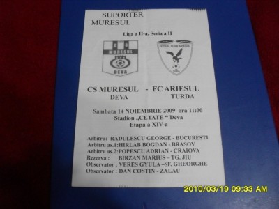 program Muresul Deva - Ariesul Turda foto