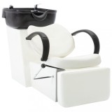 Cumpara ieftin Scaun șamponare salon, cu lavoar, negru și alb, piele ecologică