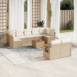 vidaXL Set canapele de grădină cu perne, 10 piese, bej, poliratan 3259538