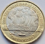 2 Pounds Marea Britanie 2016, Great Fire of London, KM#1380, Numismatică, Monedă Aniversară