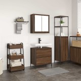 Set mobilier de baie, 2 piese, stejar maro, lemn prelucrat