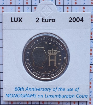 Luxembourg 2 euro 2004 UNC - Monogramme - km 85 - cartonas personalizat D11101 foto