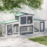 Cușcă Iepuri Mare Exterior vidaXL Gri/Alb 204x45x85cm Lemn, Cotet Iepuri, Casă Iepuri